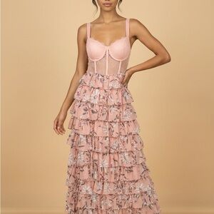 L'ATISTE Blush Floral Ruffle Dress